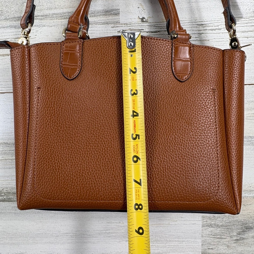 Nanette Lepore Satchel Crossbody Bag 10x8 Cognac Pebbled Croc Chic Purse - Picture 15 of 15